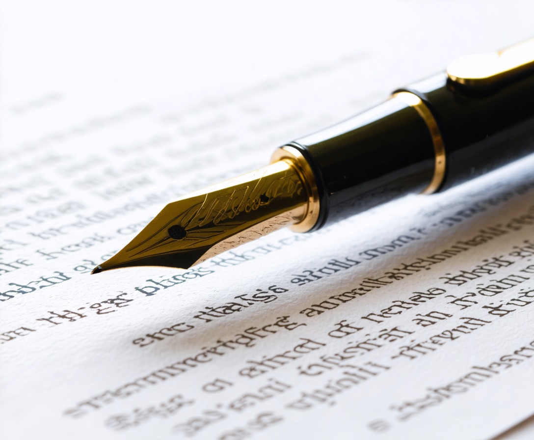 Legal document background with fountain pen
